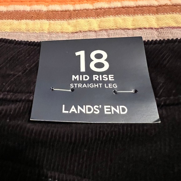 Lands End Black Mid Rise Straight Leg Corduroy Pants Women's Size 18 NWT - Picture 2 of 9